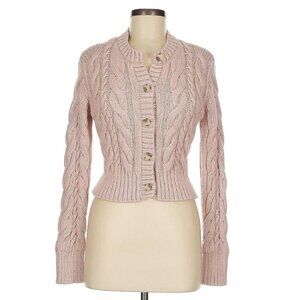 Abercrombie heavy knit pink button up sweater